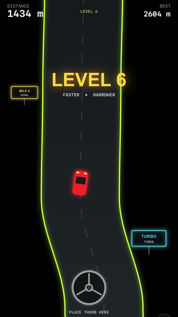 Stay On — the road narrowing